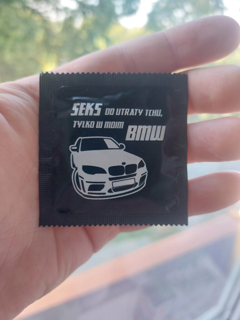 PREZERWATYWY BMW - Seks do utraty tchu, tylko w moim BMW - unikatowe kondomy z nadrukiem na prezent