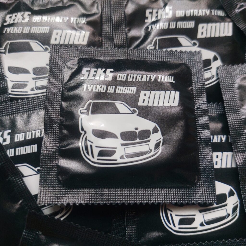PREZERWATYWY BMW - Seks do utraty tchu, tylko w moim BMW - unikatowe kondomy z nadrukiem na prezent