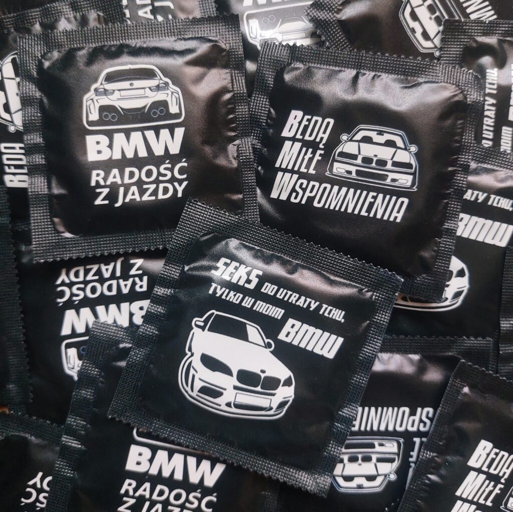 PREZERWATYWY BMW - Prawdziwe kondomy z nadrukiem motywów BMW